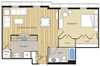 1 Bed1 Bath 675sf Floor Plan 1 Bed1 Bath 675sf Floor Plan at Clayborne Apartments, Virginia, 22314